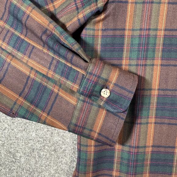 Sir Pendleton Shirt Mens Medium Brown Green Plaid Virgin Wool Button Down - Picture 11 of 16